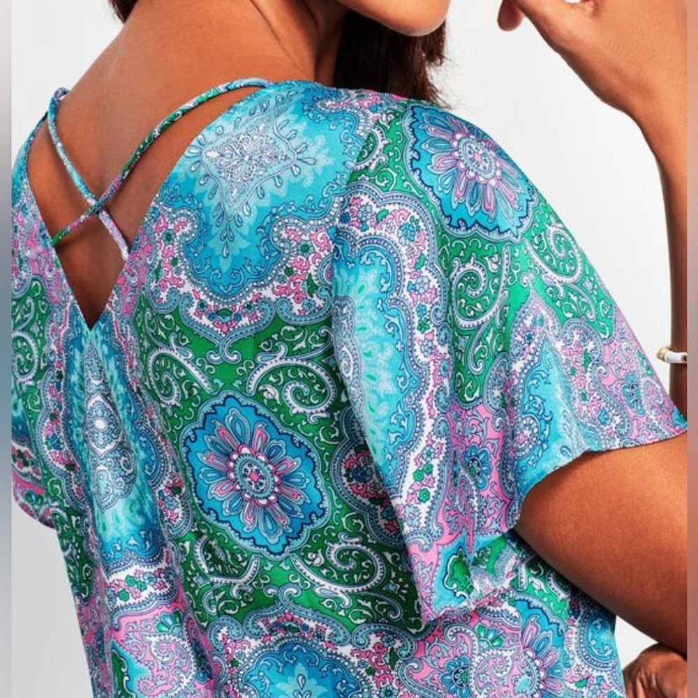 Talbots Blue and Green Paisley Blouse - Picture 10 of 10